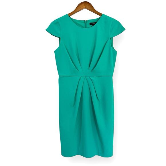 J. Crew Dresses & Skirts - J. Crew Teal Green Pleated Sheath Dress Size 6P Cap Sleeve Modest Business